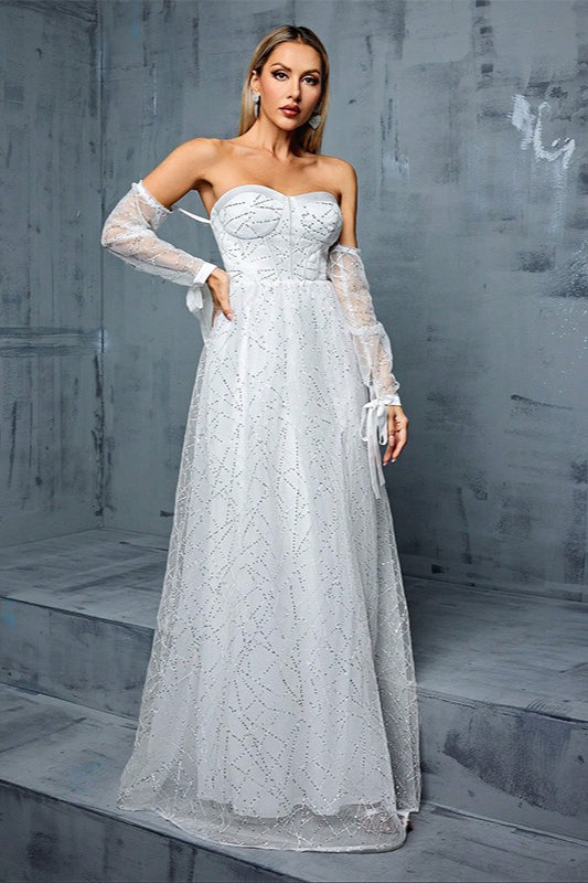 Off-the-Shoulder Sheer Mesh Dress