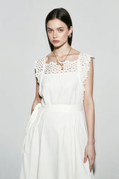 Linen Embroidered Tank Vacation Dress