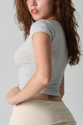 Cotton Scoop Neck Fitted T-Shirt