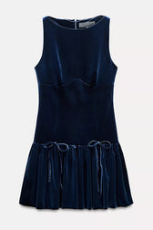 Solid Velvet Bow Embellished Sleeveless Mini Dress - View 11