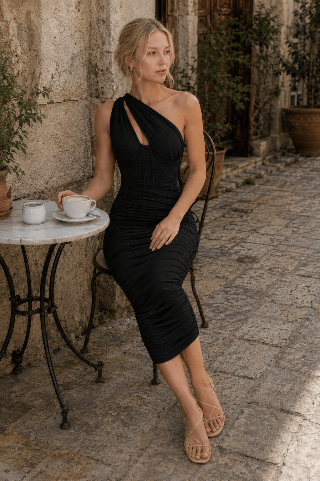 Asymmetric Cutout Stylish Midi Dress