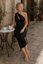 Asymmetric Cutout Stylish Midi Dress