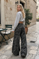 Camouflage Wide Leg High Waist Relaxed Jeans