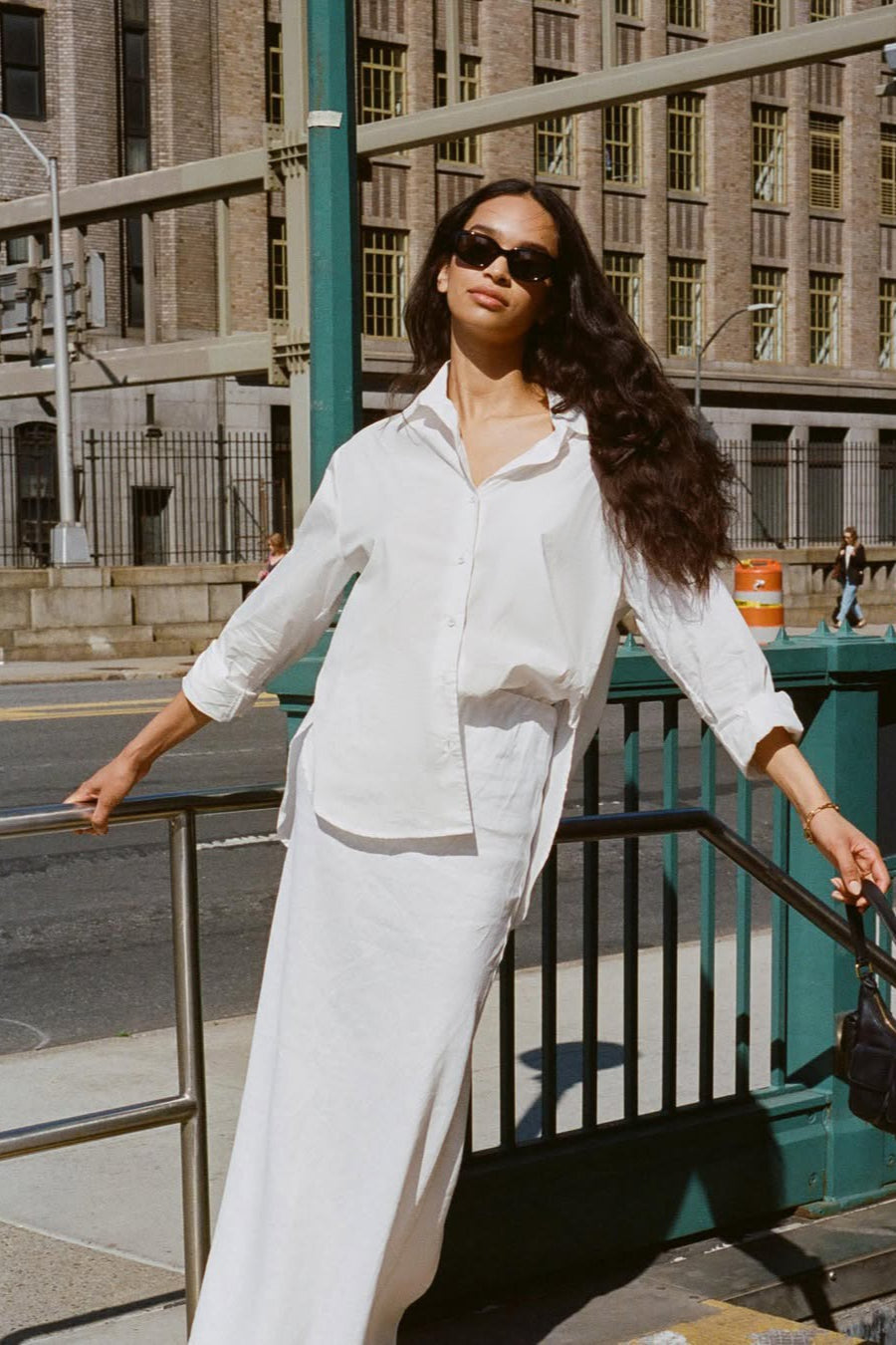Oversized Collared Roll Sleeve Button Front Longline Shirt 2