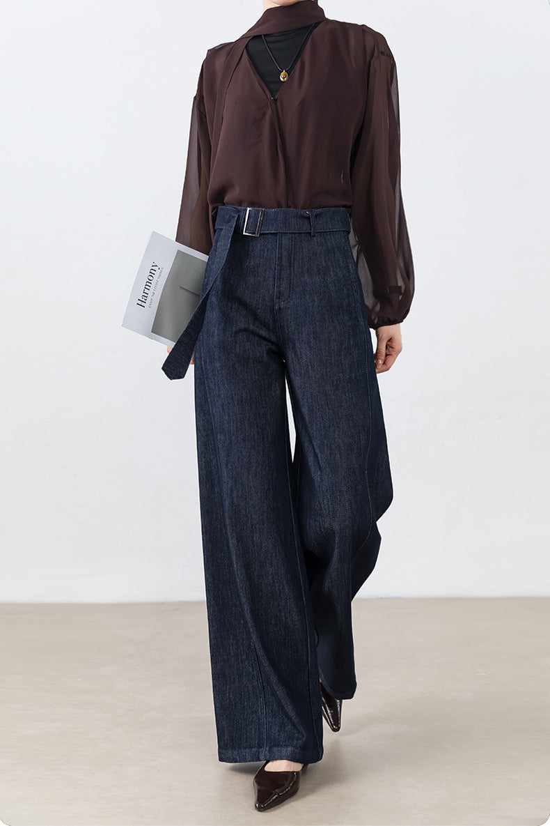 High-Waist Wide-Leg Denim Jeans