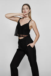 Sheer Black Cropped Cami Top