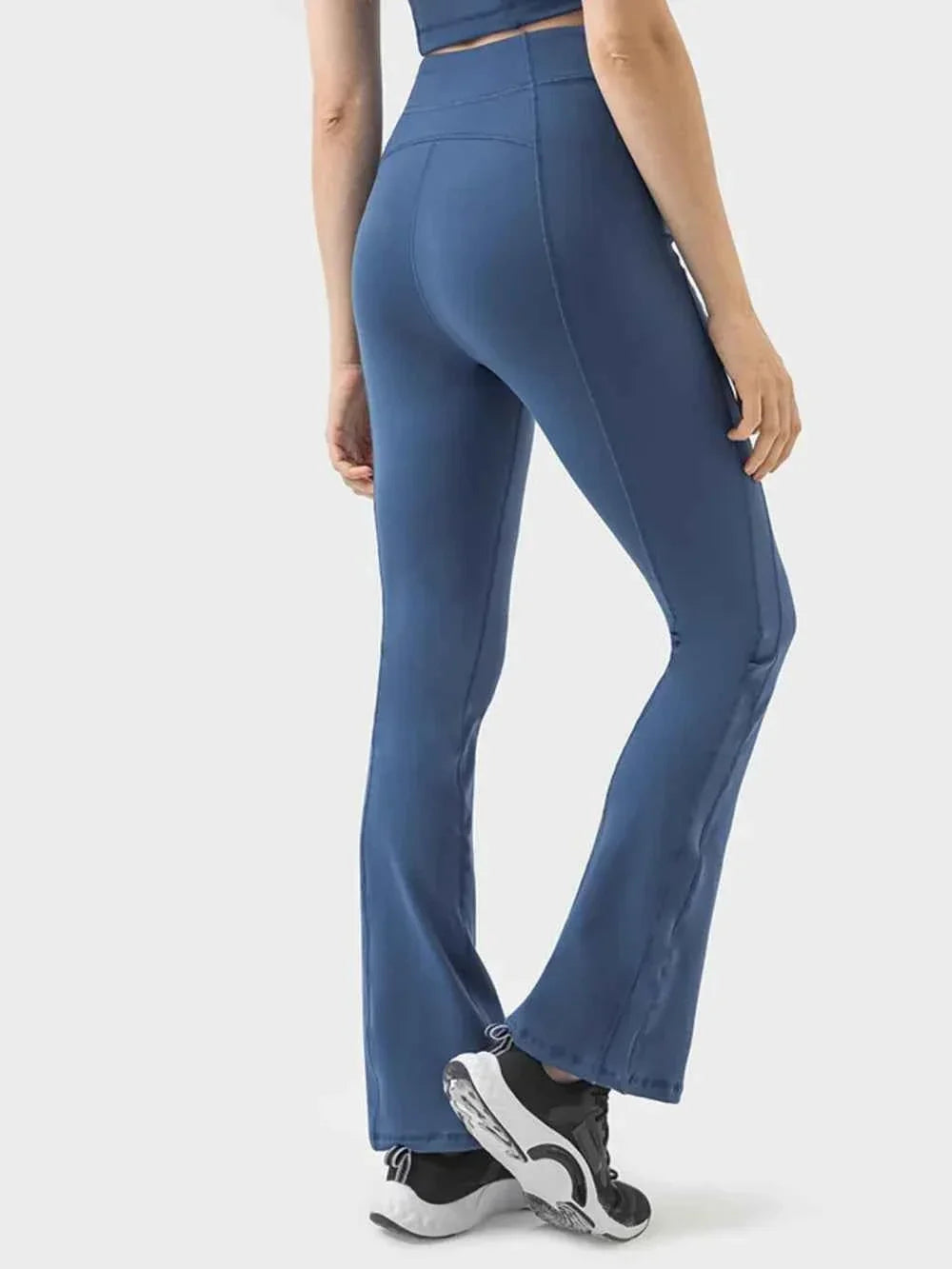 High Waist Zip Front Seam Detail Flare Active Pants 8