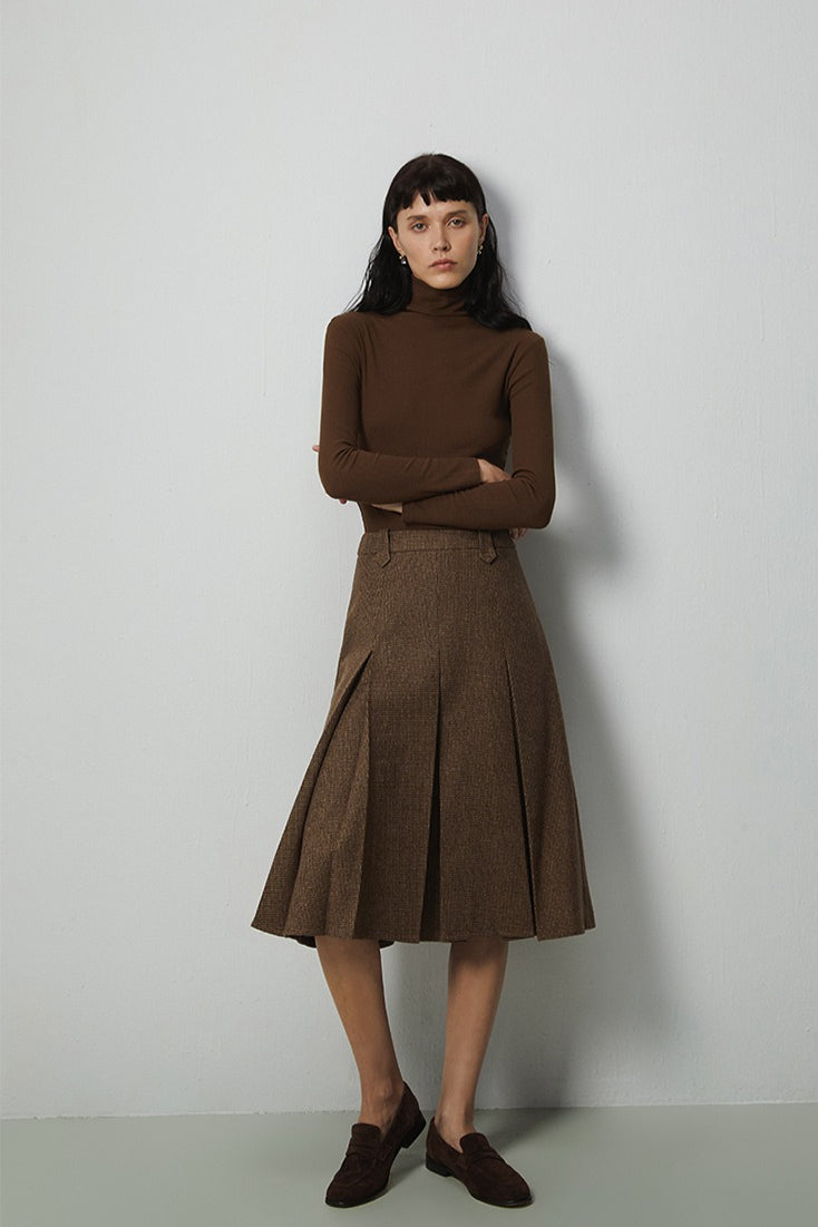 Cashmere Ribbed Turtle Neck Knit Top