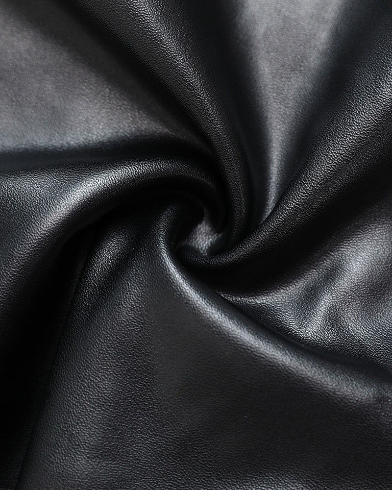 Black Leggings High Waist Fleece Lined Polyurethane Leather For All Day Comfort And Warmth