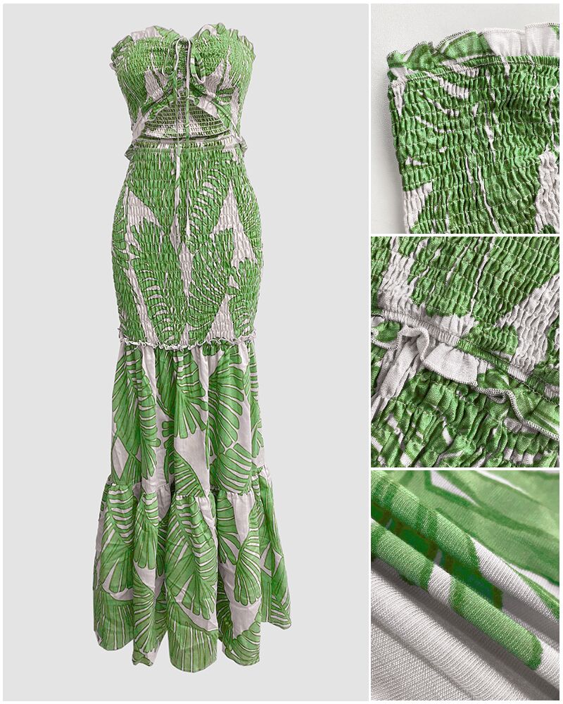 Strapless Cut Out Shirred Mermaid Maxi Dress 14