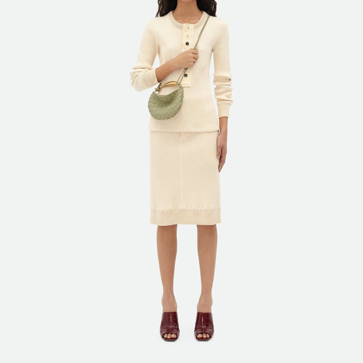 Woven Gold Handle Mini Shoulder Bag