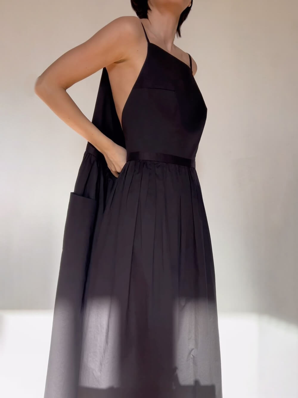 Unique Side Slit Lace Up Pocket Vest Dress