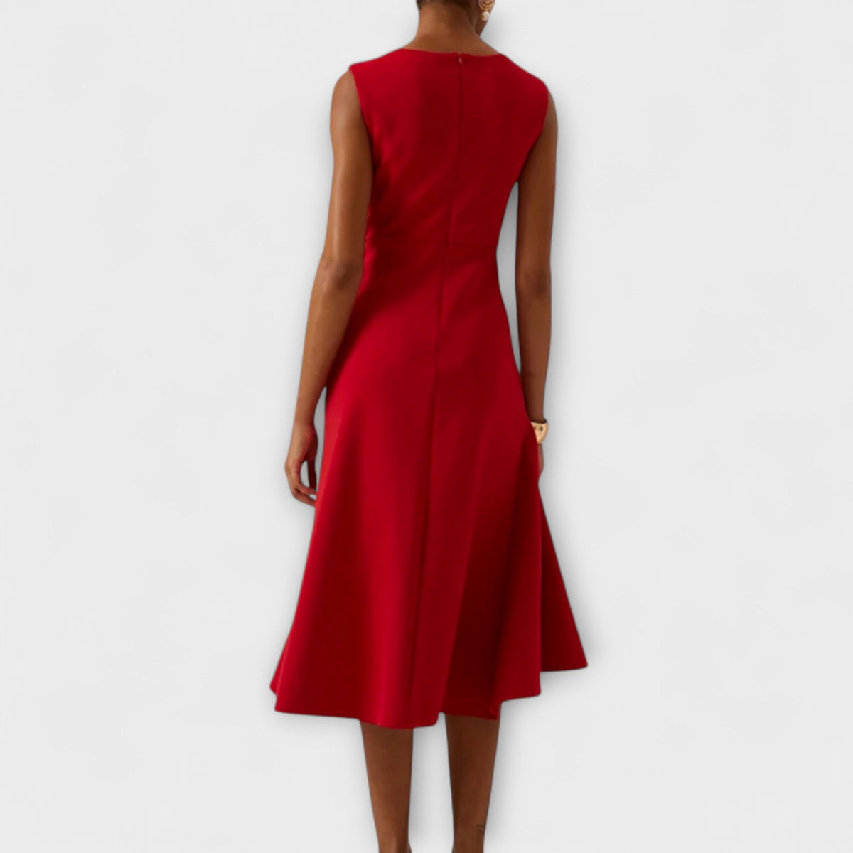 Round Neck Sleeveless Ruffle Wrap Fit and Flare Midi Dress