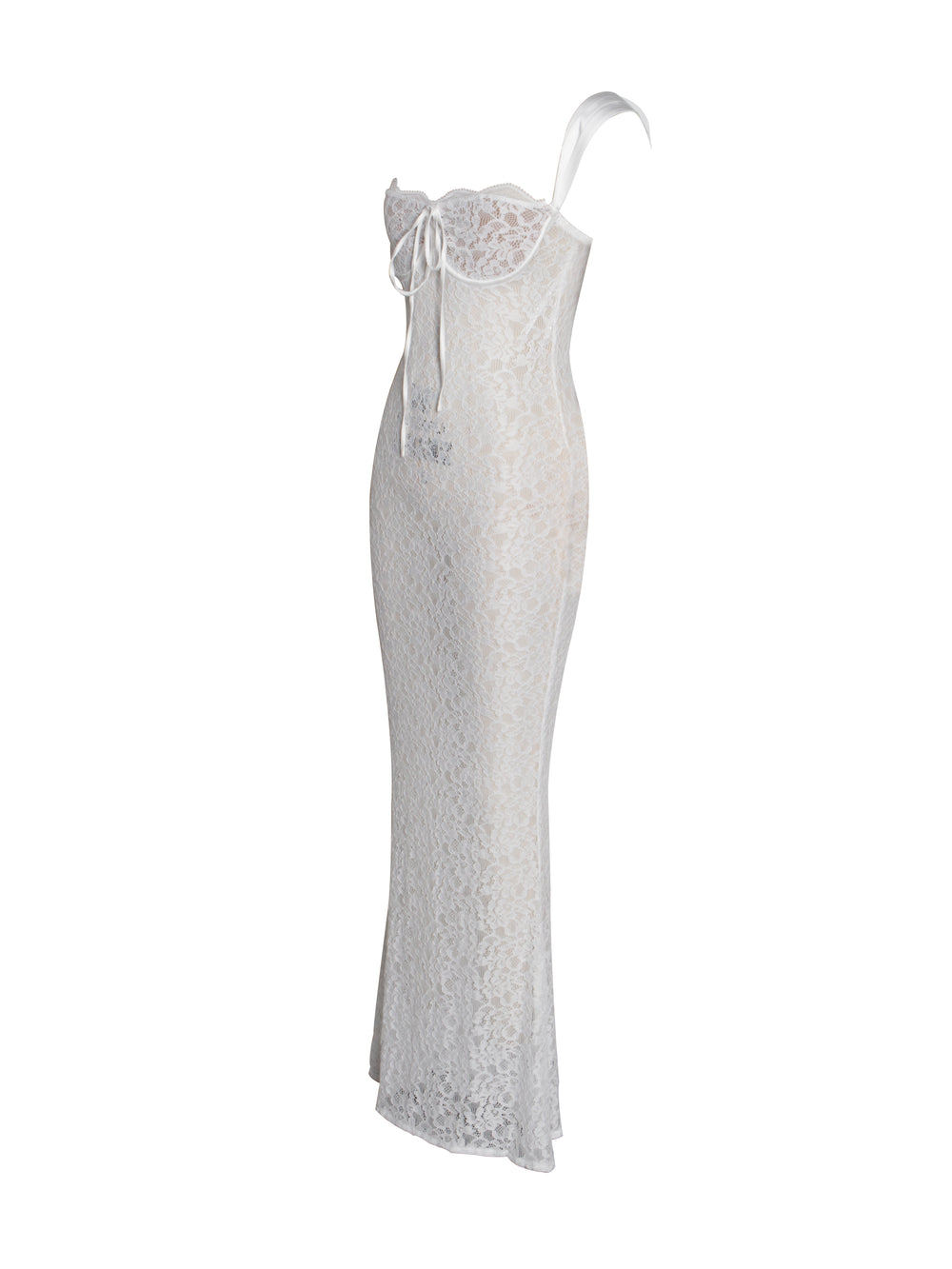Sheer Lace Sweetheart Wide Strap Bodycon Maxi Dress 21