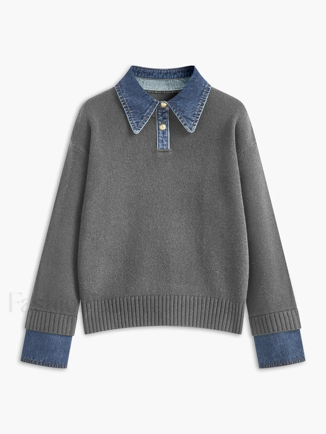 2 in 1 Panel Lapel Sweater Light Grey / XS Sweaters