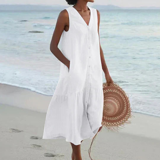 Kaitlyn Minimalist Women's Linen Dress Everyday Luxe Edit