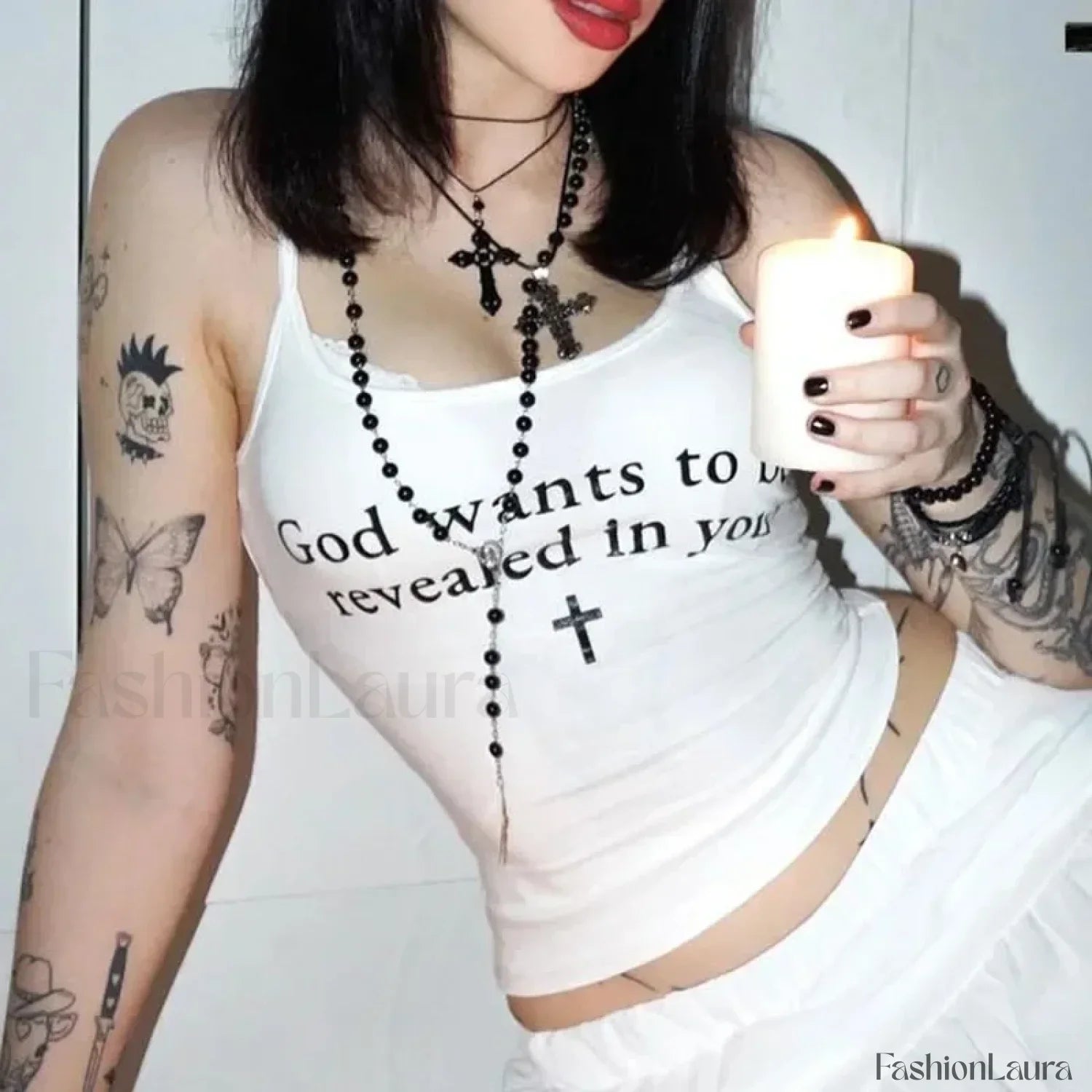 2000s Goth Letter Crop T-Shirt