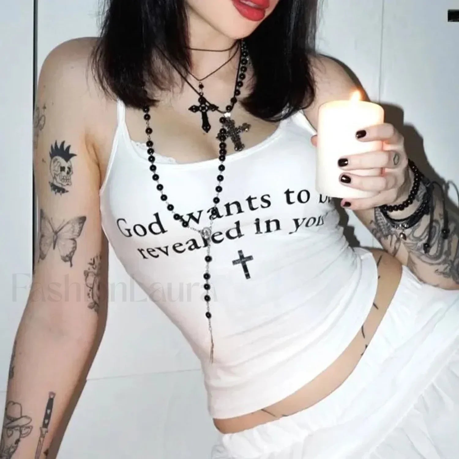 2000s Goth Letter Crop T-Shirt