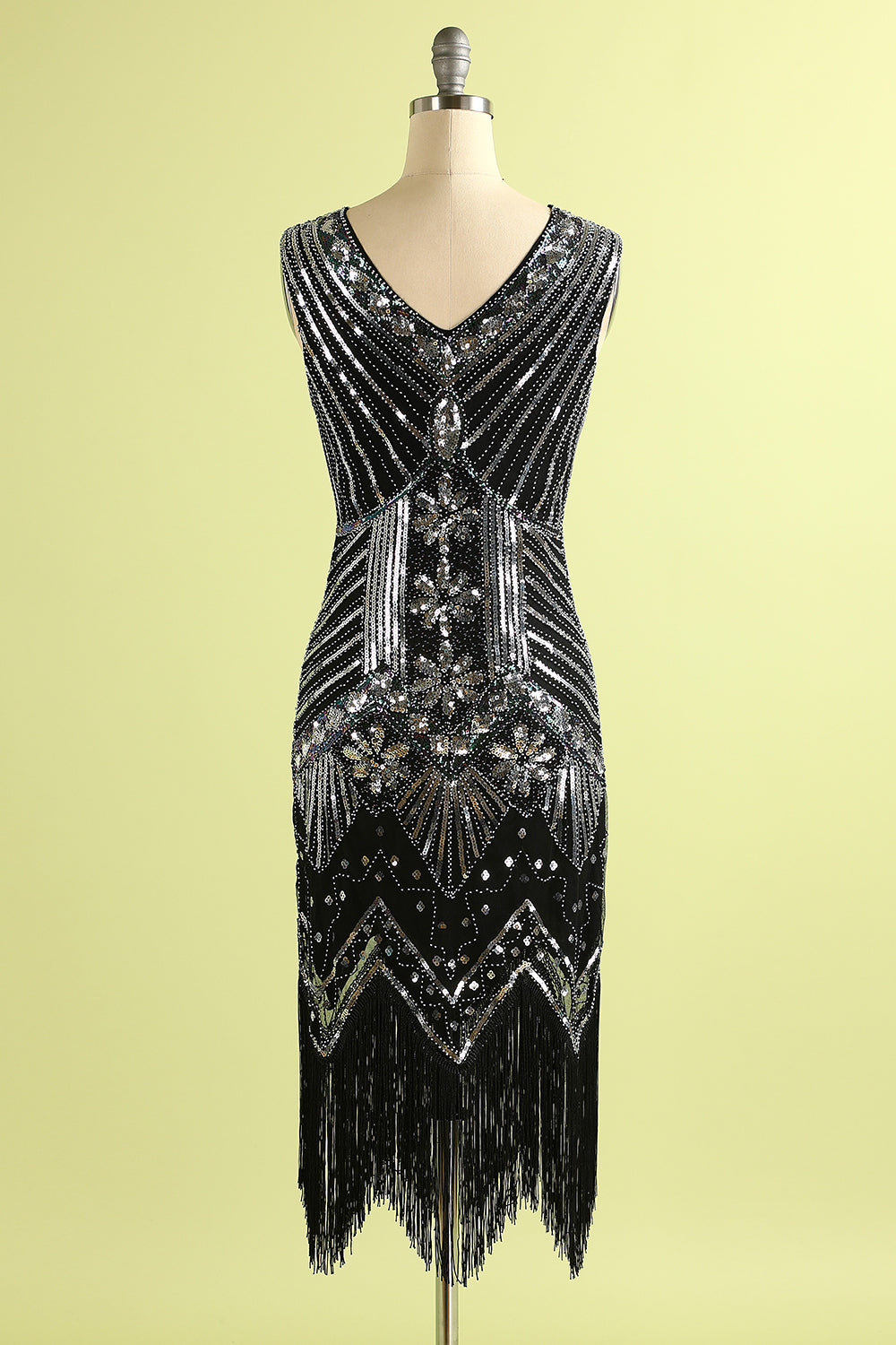 1920s Black Silver Sequins Dress