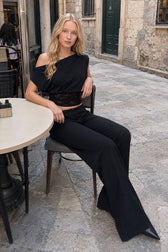 Asymmetric Collar Lace Sheer Sleeveless Crop Top