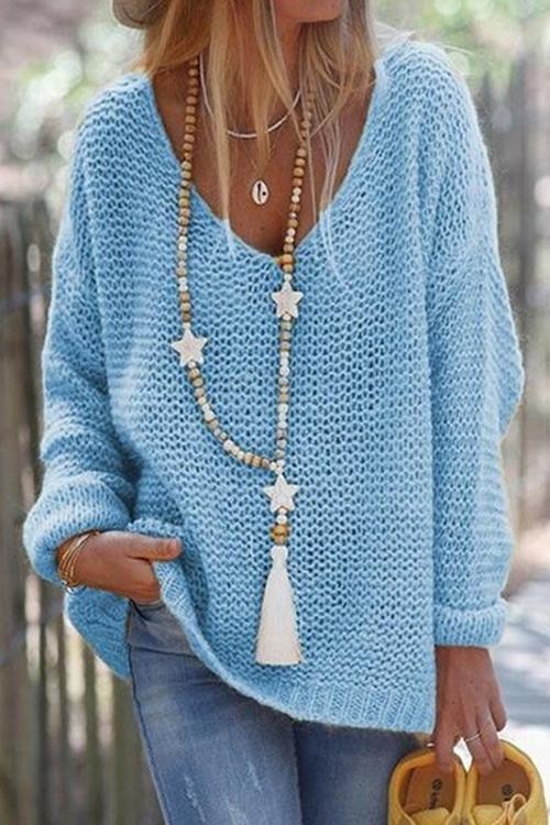 V Neck Loose Sweater