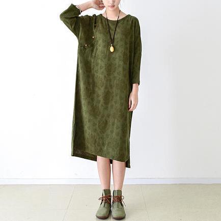 fall grass green cotton dresses plus size linen maxi dress