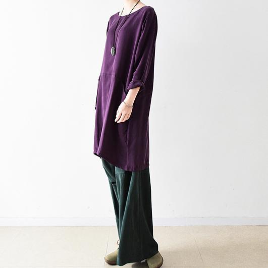 Long Sleeve Round Neck Tunic Wide Leg Pants Two Piece Set