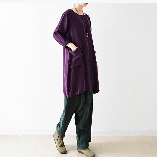 Long Sleeve Round Neck Tunic Wide Leg Pants Two Piece Set