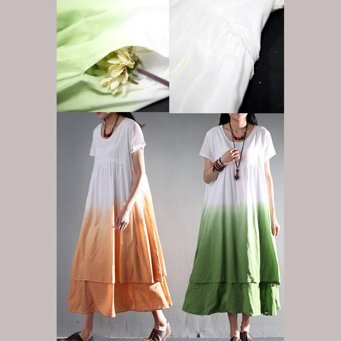 sundress long linen maxi dress gradient green causal summer dress