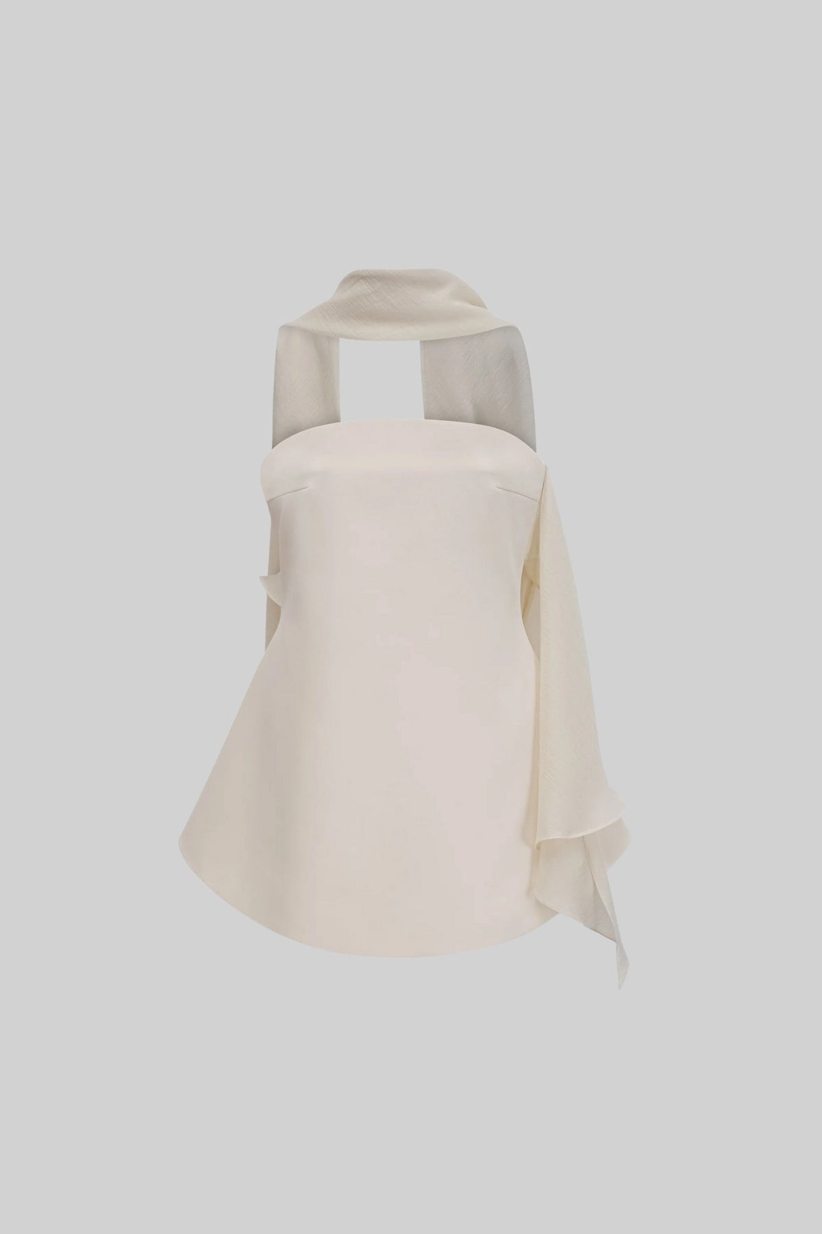 Strapless Draped Overlay Asymmetric Fitted Mini Dress 2