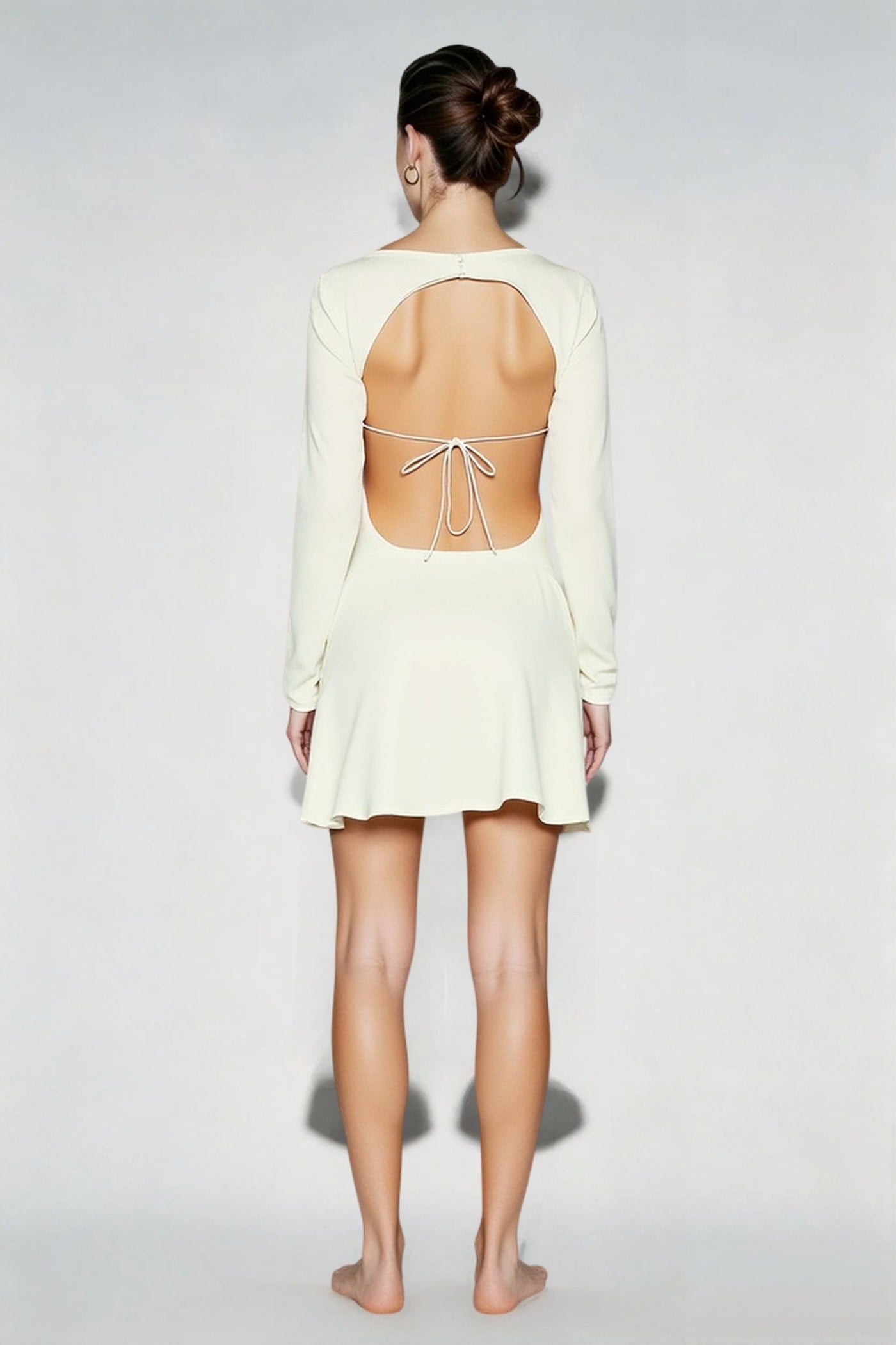 French Satin Cut Out Back Tie Graduation Party Dress