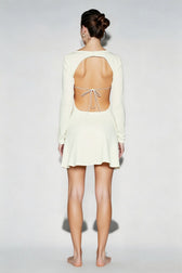 French Satin Cut Out Back Tie Graduation Party Dress