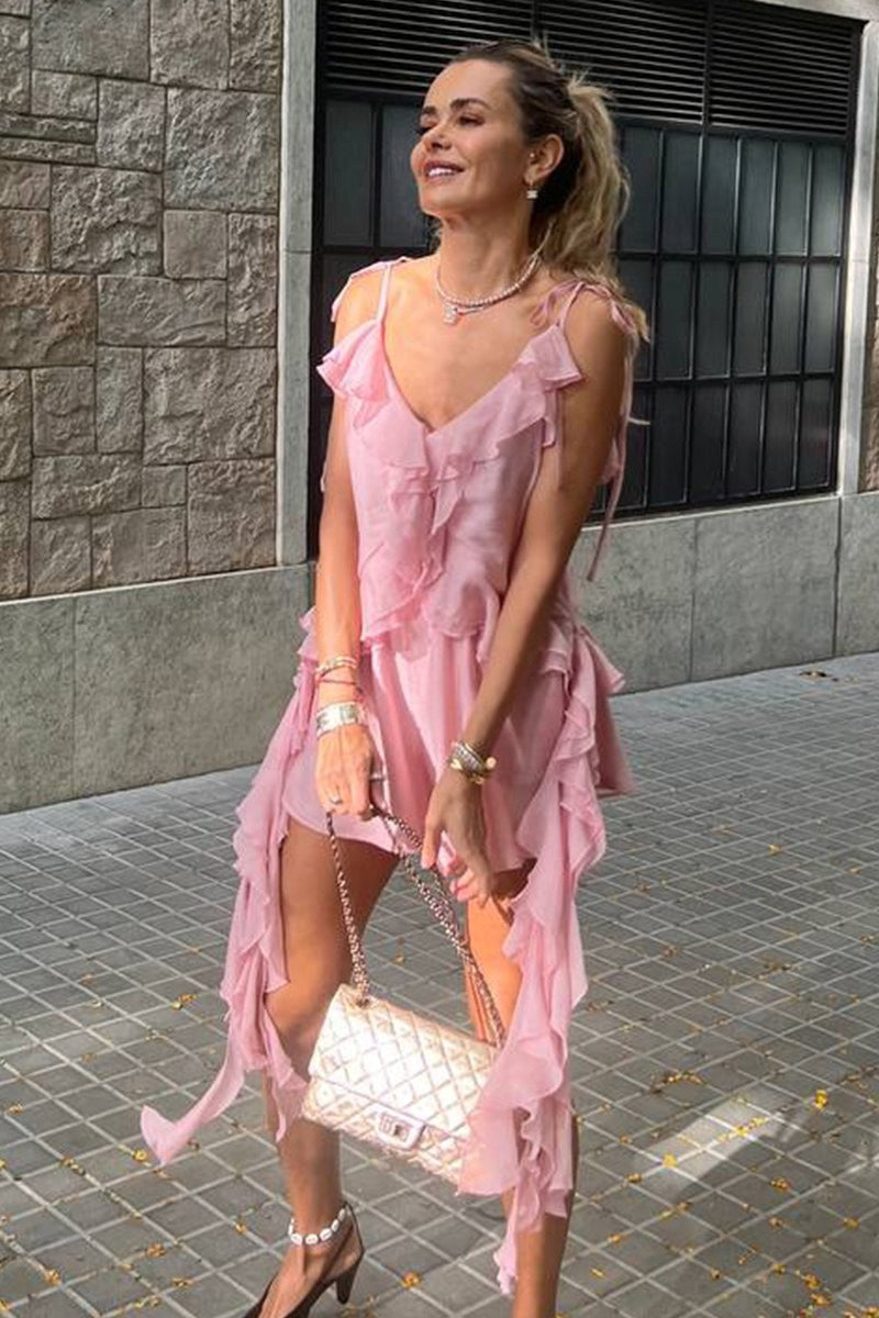 Asymmetric Ruffle Hem Cami Top