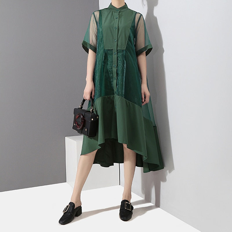 Green Eyes Two Pieces Midi Dress