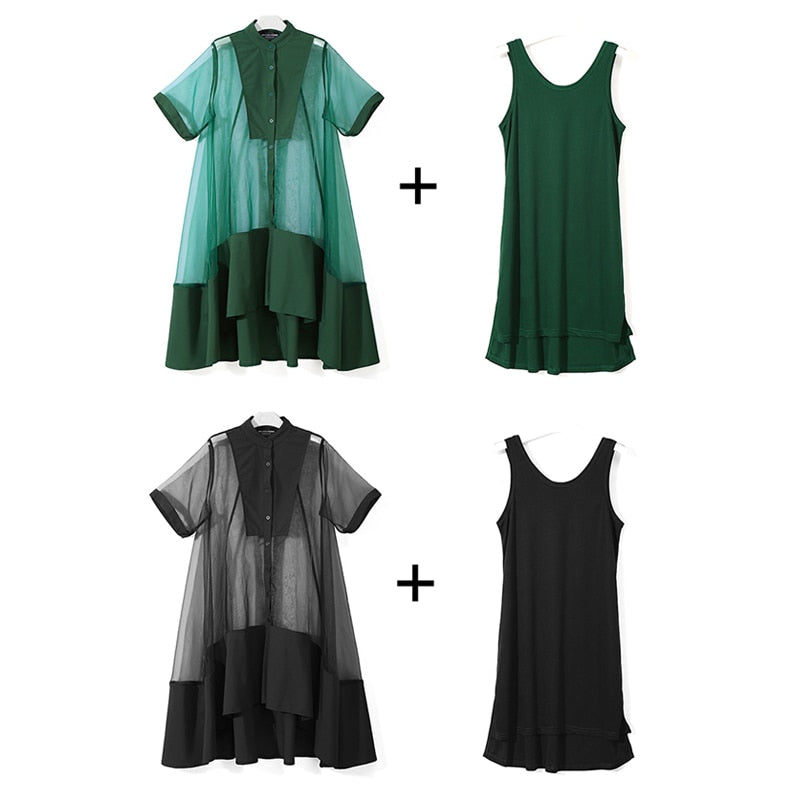 Green Eyes Two Pieces Midi Dress