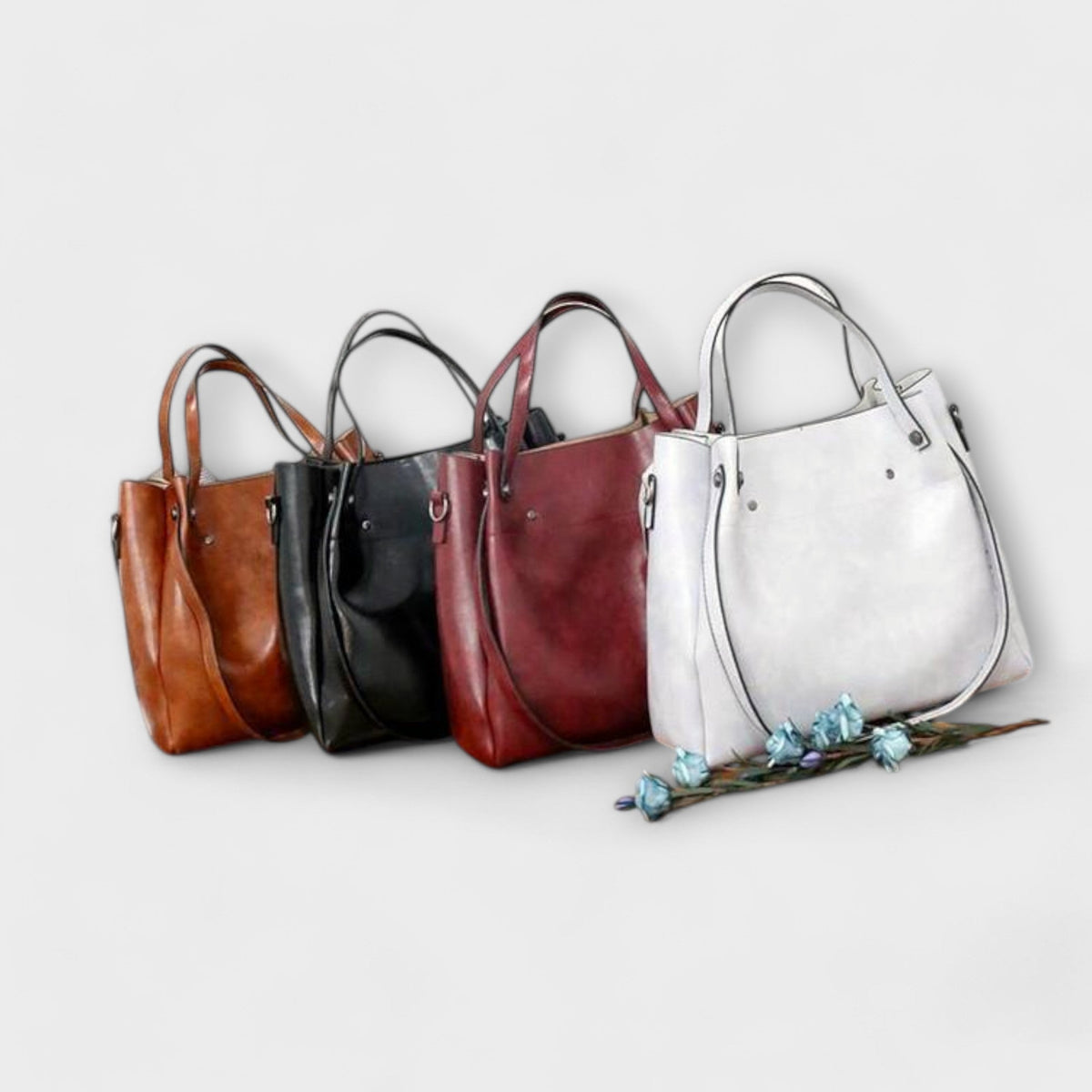 Faux Leather Tote Crossbody and Pouch Four Piece Bag Set