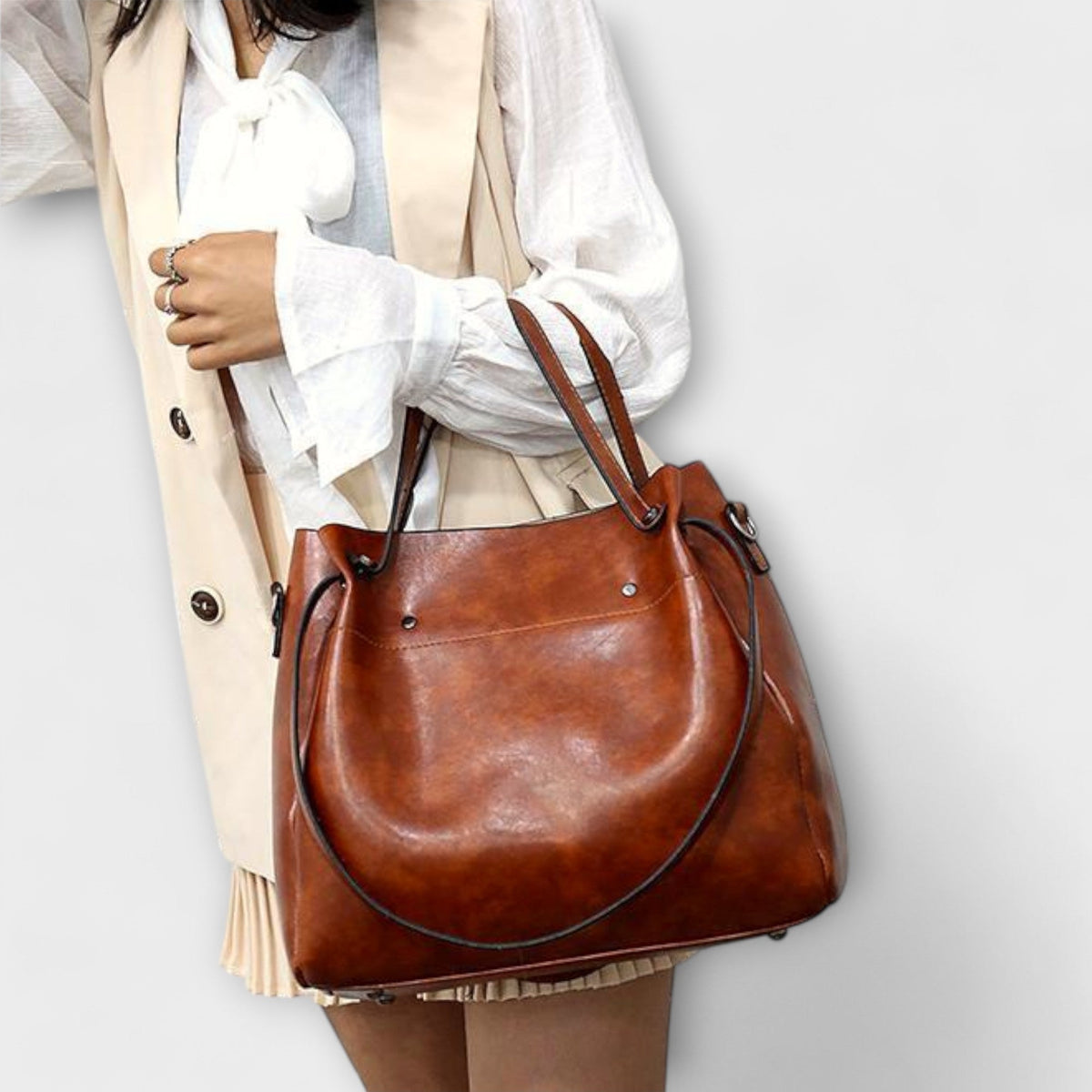 Faux Leather Tote Crossbody and Pouch Four Piece Bag Set