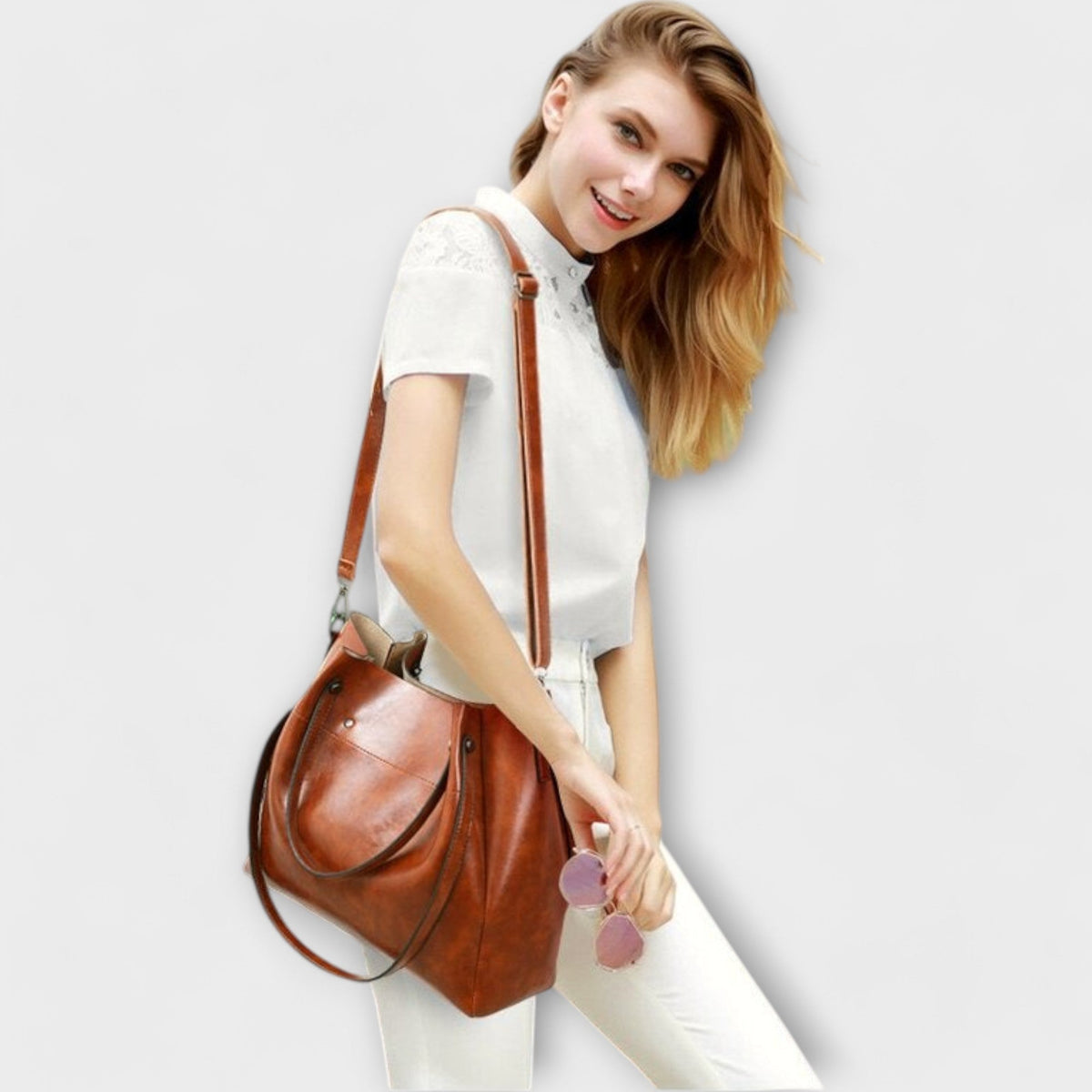 Faux Leather Tote Crossbody and Pouch Four Piece Bag Set