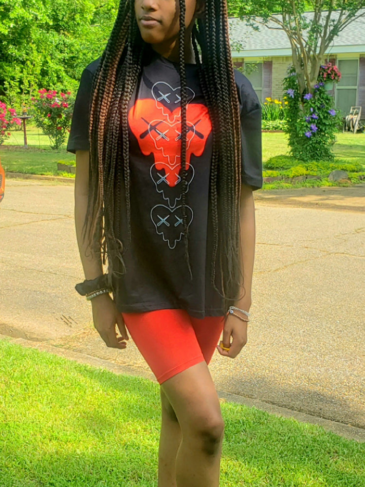 Dripping Heart Graphic Crew Neck Short Sleeve Oversized T-Shirt 6