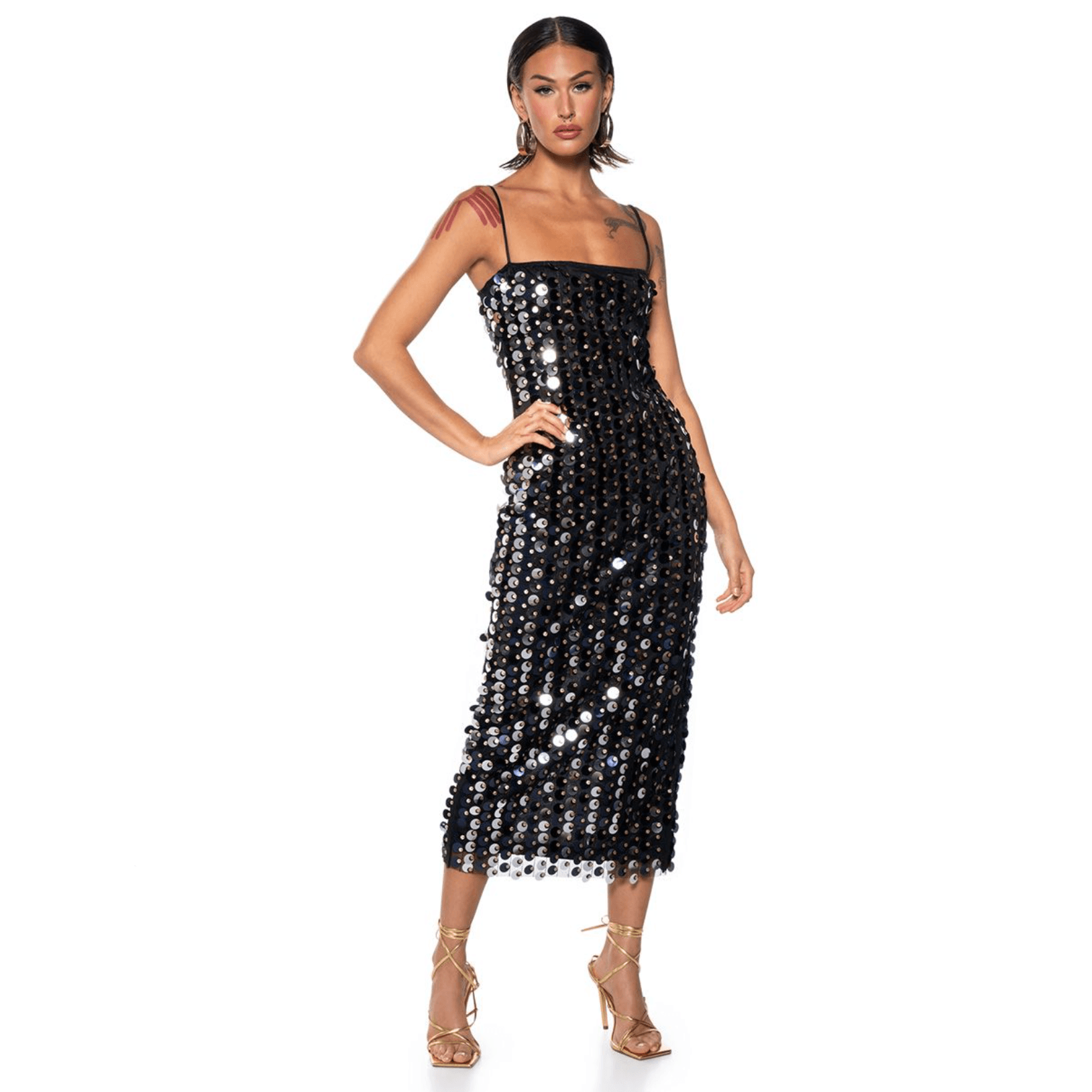 Attention Hologram Sequin Midi Dress