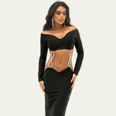 Disco Feeling Bow Off Shoulder Bandage Midi Dress 8