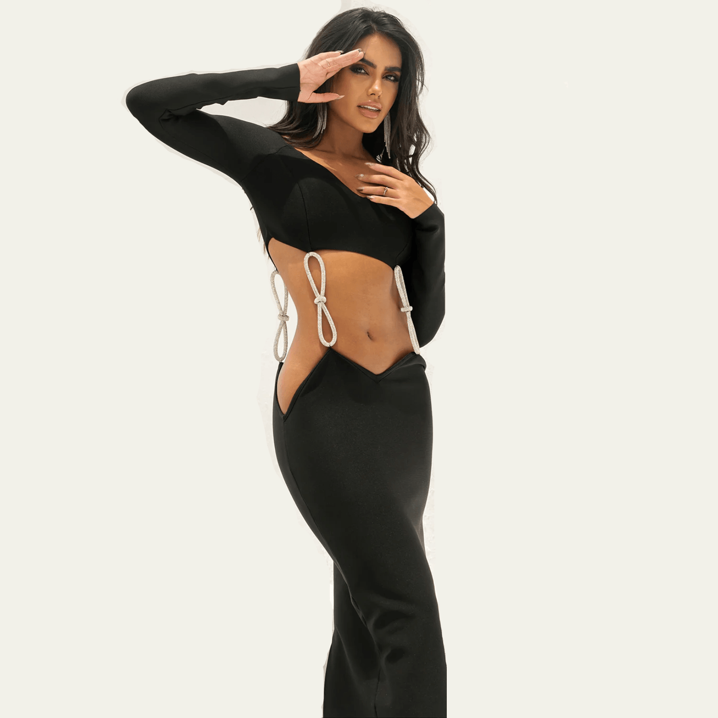 Disco Feeling Bow Off Shoulder Bandage Midi Dress 9