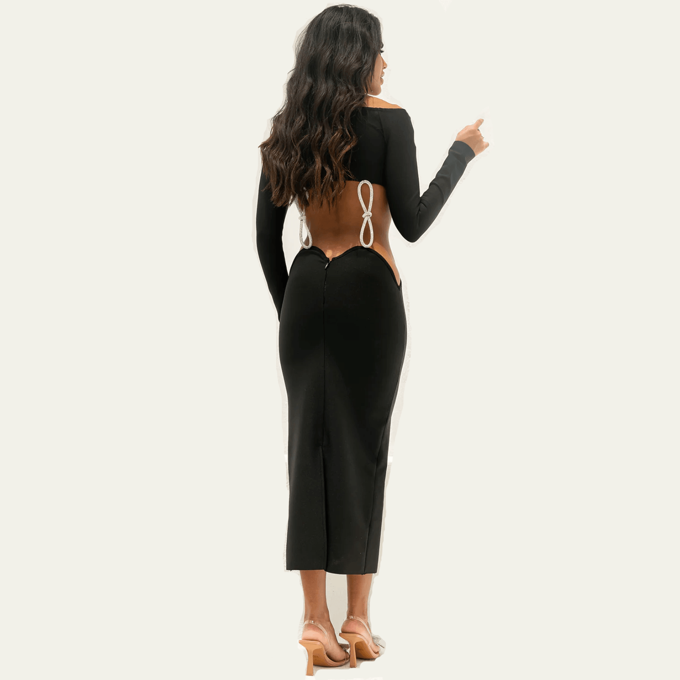 Disco Feeling Bow Off Shoulder Bandage Midi Dress 10