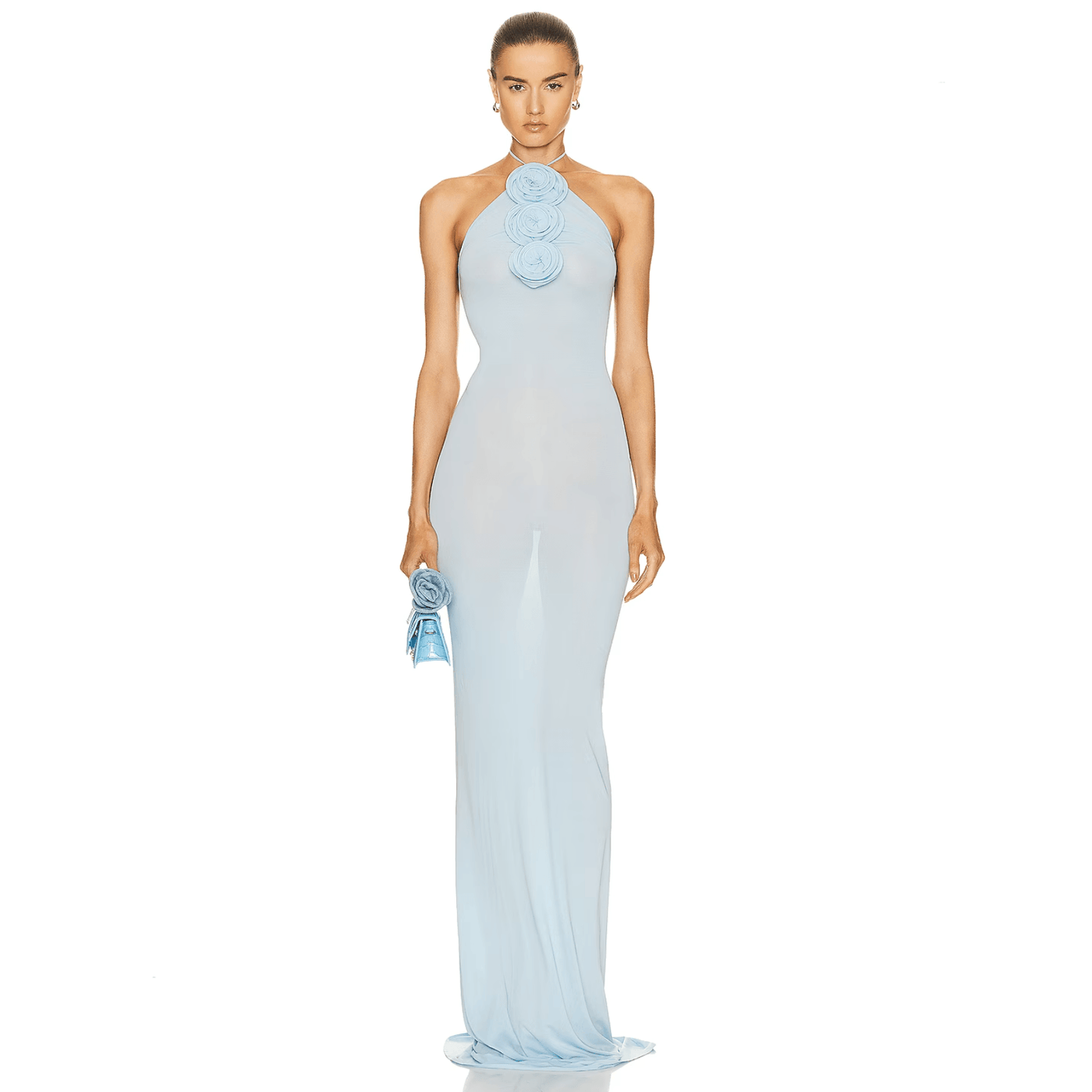 Easy Style Blue Mesh Maxi Dress 6