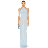Easy Style Blue Mesh Maxi Dress 6
