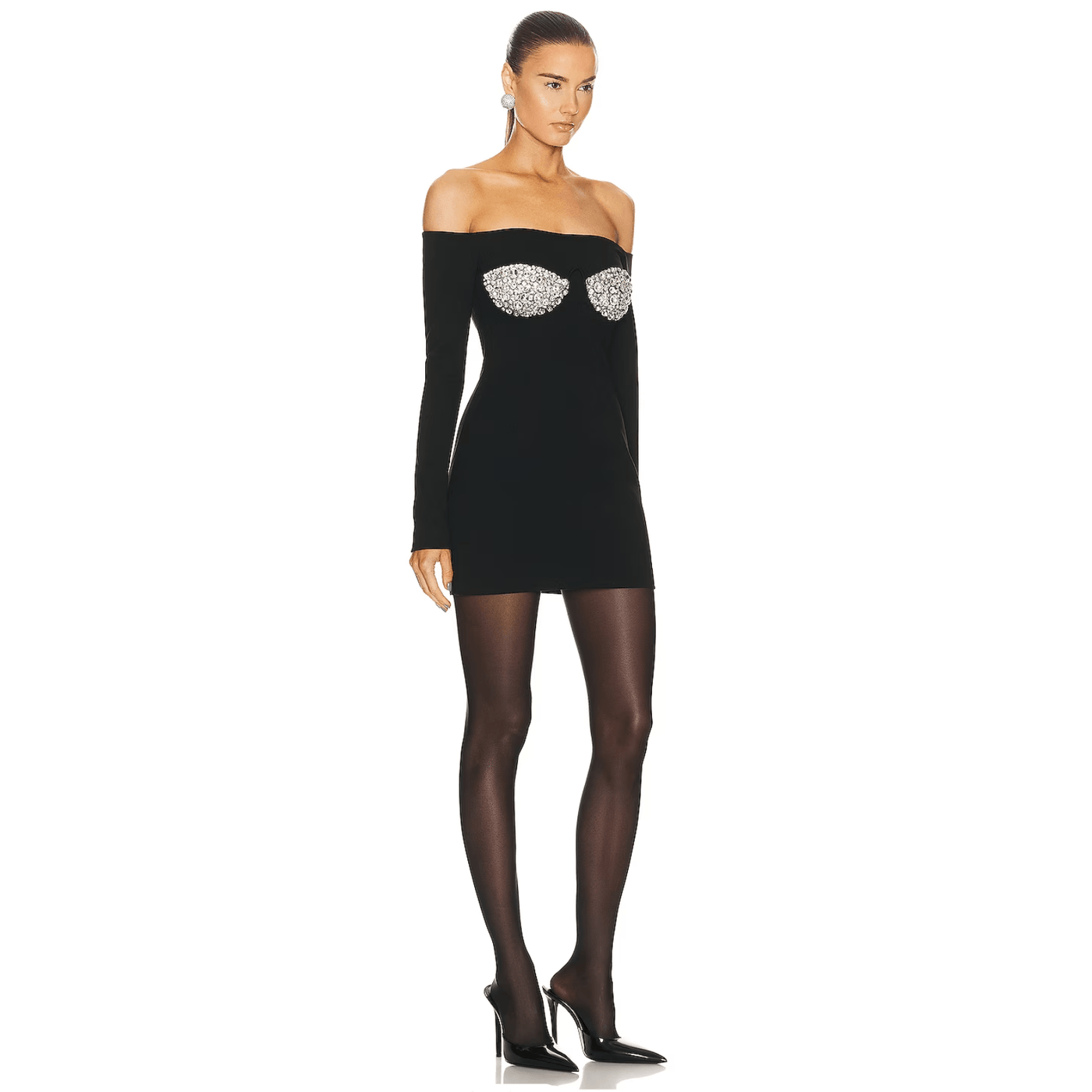 Envy You Off Shoulder Crystal Cup Mini Dress 7