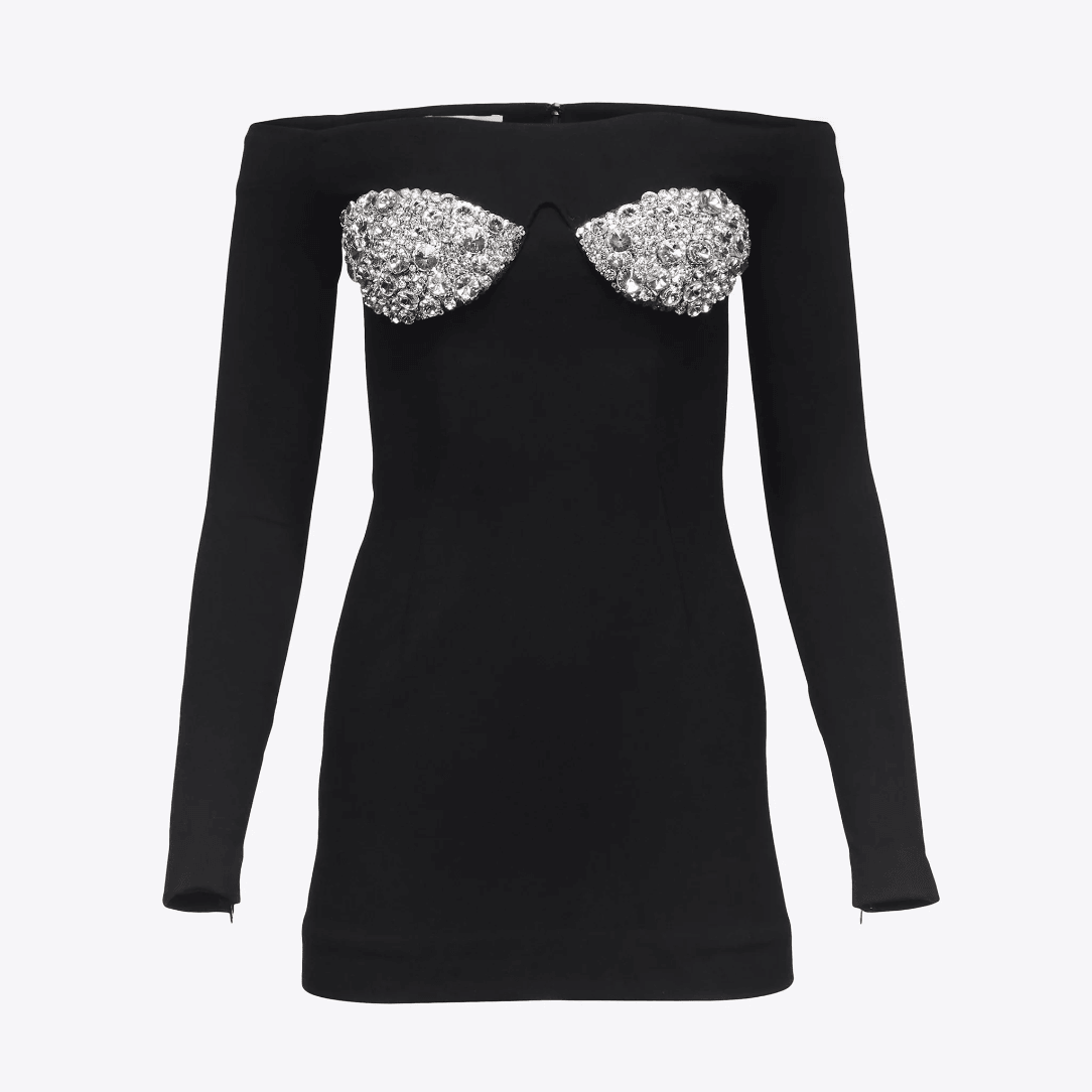 Envy You Off Shoulder Crystal Cup Mini Dress 9