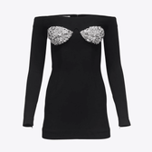 Envy You Off Shoulder Crystal Cup Mini Dress 9