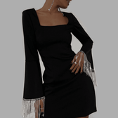 Festive Gem Sparkle Diamond Chain Backless Mini Dress 4