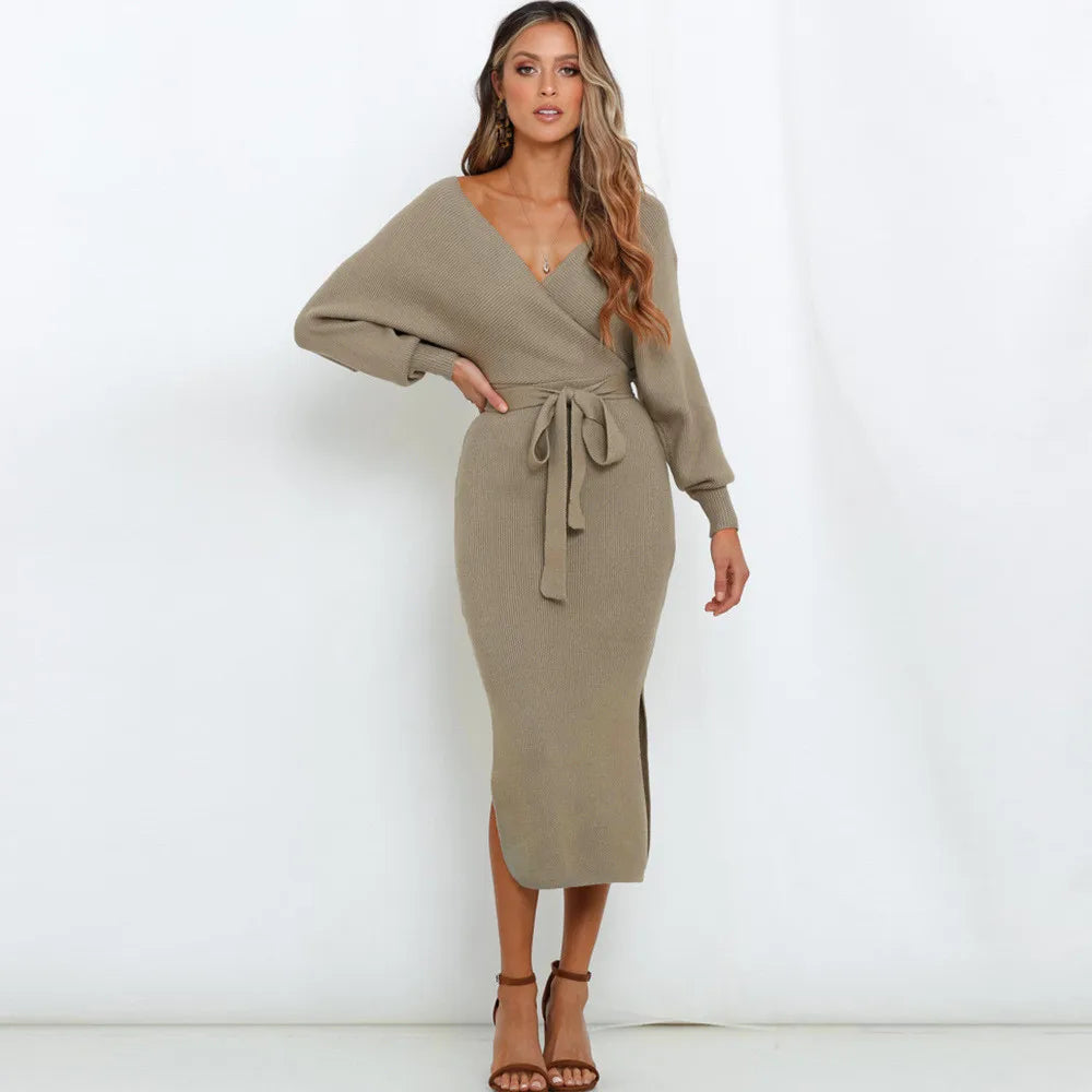 Autumn Winter New Slimfit Elegant Bodycon Vestidos Y2K Midi Dresses